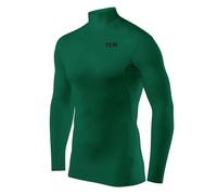 TCA Camiseta Interior Manga Larga HyperFusion de Compresión para Hombres - Verde Cuello Alto, L