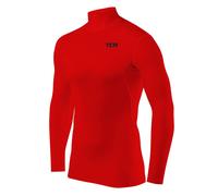 TCA Camiseta Interior Manga Larga HyperFusion de Compresión para Niños - Rojo Cuello Alto, 12-14 años
