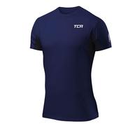 TCA Camiseta Manga Corta de Entrenamiento - Camisetas Gym Hombre de Secado Rápido y Cuello Redondo - Camiseta Gimnasio Hombre para Running Crossfit Padel - Azul Oscuro, M