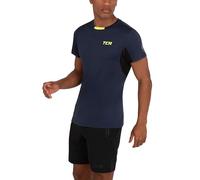 TCA Camiseta Manga Corta de Entrenamiento - Camisetas Gym Hombre de Secado Rápido y Cuello Redondo - Camiseta Gimnasio Hombre para Running Crossfit Padel - Azul Oscuro (Vieja), M