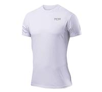 TCA Camiseta Manga Corta de Entrenamiento - Camisetas Gym Hombre de Secado Rápido y Cuello Redondo - Camiseta Gimnasio Hombre para Running Crossfit Padel - Blanco, S