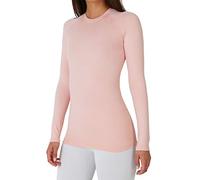 TCA Camiseta Termica Mujer Ajustada - Camiseta Térmica Mujer Manga Larga con Tecnología SuperThermal - Camisetas Termicas Compresión de Manga Larga para Running Gym Ciclismo - Rosa Claro, S