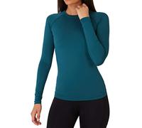 TCA Camiseta Termica Mujer Ajustada - Camiseta Térmica Mujer Manga Larga con Tecnología SuperThermal - Camisetas Termicas Compresión de Manga Larga para Running Gym Ciclismo - Azul, L