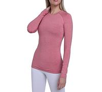 TCA Camiseta Termica Mujer Ajustada - Camiseta Térmica Mujer Manga Larga con Tecnología SuperThermal - Camisetas Termicas Compresión de Manga Larga para Running Gym Ciclismo - Rosa Oscuro, XS