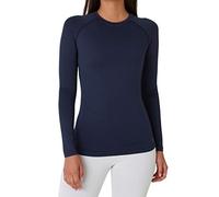 TCA Camiseta Termica Mujer Deporte - Manga Larga con Tecnología SuperThermal para Running, Gym, Crossfit - Azul Oscuro, XL
