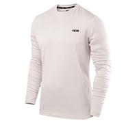 TCA Camisetas Manga Larga Hombre - Camiseta Manga Larga Hombre Running con Cuello Redondo - Camiseta Hombre Manga Larga Corte Semi-Ajustado - Blanco, M