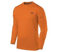 TCA Camisetas Manga Larga Hombre - Camiseta Manga Larga Hombre Running con Cuello Redondo - Camiseta Hombre Manga Larga Corte Semi-Ajustado - Naranja, XXL