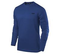 TCA Camisetas Manga Larga Hombre - Camiseta Manga Larga Hombre Running con Cuello Redondo - Camiseta Hombre Manga Larga Corte Semi-Ajustado - Azul Brillante, L