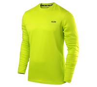 TCA Camisetas Manga Larga Hombre - Camiseta Manga Larga Hombre Running con Cuello Redondo - Camiseta Hombre Manga Larga Corte Semi-Ajustado - Verde Brillante, L
