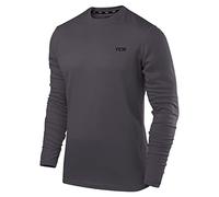 TCA Camisetas Manga Larga Hombre - Camiseta Manga Larga Hombre Running con Cuello Redondo - Camiseta Hombre Manga Larga Corte Semi-Ajustado - Gris, S