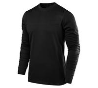 TCA Camisetas Manga Larga Hombre - Camiseta Manga Larga Hombre Running con Cuello Redondo - Camiseta Hombre Manga Larga Corte Semi-Ajustado - Negro, M