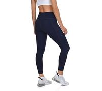 TCA Leggins Deportivos Mujer - Leggings Cintura Alta 7/8 - Mallas de Deporte Mujer con Control de Abdomen y 2 Bolsillos Laterales Abiertos - Mallas para Correr Gym Yoga - Azul Oscuro, L
