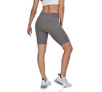 TCA Mallas Cortas Mujer - Short Deportivo Mujer Cintura Alta y Control de Abdomen - 2 Bolsillos Laterales Abiertos - Mallas Cortas de Ciclismo Correr y Gym - Negro/Gris Claro, S