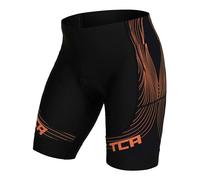 TCA Pantalón Corto Acolchado para Ciclismo para Hombre Slipstream, de Secado rápido, Transpirable y Antideslizante, con Bolsillo Trasero con Cremallera. Ideal para Ciclismo - Negro/Naranja, M
