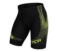 TCA Pantalón Corto Acolchado para Ciclismo para Hombre Slipstream, de Secado rápido, Transpirable y Antideslizante, con Bolsillo Trasero con Cremallera. Ideal para Ciclismo - Negro/Amarillo, XXL