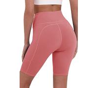 TCA Pantalón Corto Equilibrium de Yoga Talle Alto para Mujer con Bolsillo para el Teléfono - Rosa Oscuro, M