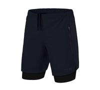 TCA Pantalon Corto Hombre Deporte con Bolsillos y Mallas - Pantalones Cortos Deporte Hombre para Running Gym Padel - Hombre 2n1 con Mallas Cortas y 2X Bolsillos con Cremallera - Azul Oscuro/Negro, S