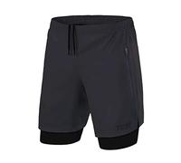 TCA Pantalon Corto Hombre Deporte con Bolsillos y Mallas - Pantalones Cortos Deporte Hombre para Running Gym Padel - Hombre 2n1 con Mallas Cortas y 2X Bolsillos con Cremallera - Gris, S