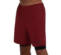 TCA Pantalon Corto Hombre Deporte con Bolsillos y Mallas - Pantalones Cortos Deporte Hombre para Running Gym Padel - Hombre 2 en 1 con Mallas Cortas y Bolsillos con Cremallera - Rojo/Negro, XL