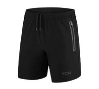 TCA Pantalones Cortos Hombre Deporte con Bolsillos de Cremallera - Pantalon Corto Hombre Deporte Tecnología Elite Tech - Pantalones Cortos Hombre Gym Running Crossfit - Negro/Negro, XL