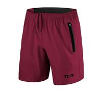 TCA Pantalones Cortos Hombre Deporte con Bolsillos de Cremallera - Pantalon Corto Hombre Deporte Tecnología Elite Tech - Pantalones Cortos Hombre Gym Running Crossfit - Rojo, XS