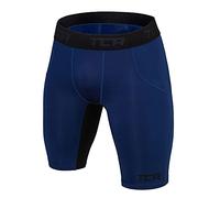 TCA Pantalones Cortos Térmicos de Compresión SuperThermal para Niños, Capa Base Térmica - Azul/Negro, 6-8 Años