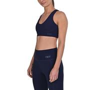 TCA Sujetador Deportivo Mujer Alta Sujeción - Top Deportivo Mujer con Espalda Nadadora y Almohadillas extraíbles - Sin Costuras y Sin Aros - Sports Bra Tirantes Ajustables - Azul Oscuro, M