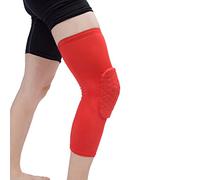 Tcare - Almohadillas de soporte para rodillas de 1 pieza Almohadillas para rodillas de nido de abeja, Manga de compresión extendida Estuche de rodilla con protector Hexpad Perfecto y Barra deslizante para Rodillera con correa para niños adultos (rojo, L)