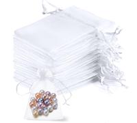 TCASENER 100 Piezas Blanco Bolsas de Organza(7x9cm),Bolsas Organza con cordón.Regalo, Bolsa de Joyas, Bueno para Bodas, Dulces, Bolsas de Lavanda.