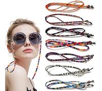 TCASENER 7 piezas Gafas Correa, Multicolor Deporte Gafas Cadena, Antideslizante Bucle Ajustable soporte de Gafas de Lectura gafas para Hombres y Mujeres