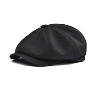 tcax Boinas Hombre Big Large Newsboy Cap Hombres Twill Cotton 8 Panel Hat Baker Boy Caps Gatsby Hat Retro Hats Boina Beret para Hombre,Black,59Cm