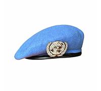 tcax Boinas Hombre Boina Azul De La Onu Gorra De La Fuerza De Mantenimiento De La Paz De Las Naciones Unidas con Insignia De La Onu Tamaño 58 59 60 Cm,Azul,58-59Cm