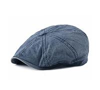 tcax Boinas Hombre Gorro De Talla Grande para Hombre, Gorro De Vendedor De Periódicos Lavado para Hombre, Boinas Sólidas De Algodón, Gorro De Taxista, Sombrero Vintage para Cabeza Grande, Azul