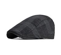 tcax Boinas Hombre Primavera Otoño Corduroy Plaid Newsboy Driver Duckbill Caps Flat Peaked Cap Hombres Y Mujeres Pintor Boina Sombreros, Negro, 55-59Cm