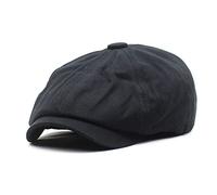tcax Boinas Hombre Primavera Verano Algodón Sólido Newsboy Gatsby Gorras Hombres Gorra Plana Mujeres Pintor Boina Octogonal Sombreros, Negro, 55-60 Cm