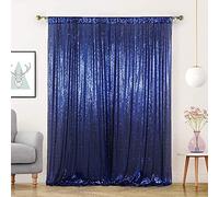 TCBESTO Cortina de Fondo de Lentejuelas Azul Marino de 8 x 8 pies, 1 Panel de Fondo de Secuencia de fotografía con Purpurina Azul Marino para Boda, Fiesta, Navidad, Acción de Gracias, festividades