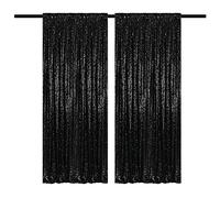 TCBESTO Cortinas de Lentejuelas Negras de 4 x 8 pies, 2 Paneles