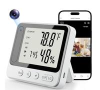 Tccbac Mini Cámara Espía Inalámbrica 4K Cámara Oculta Discreta Termo Higrómetro Despertador Cámara de Seguridad Hogar Visión Nocturna Detección Movimiento WiFi Estable Almacenamiento 256GB (Blanco)