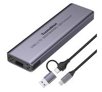 Tccmebius M.2 NVMe NGFF SSD Carcasa, Aluminio USB 3.1 Gen2 10Gbps Externo SSD Gabinete, para NVMe PCIe Sata M Key B+M Key 2230/2242/2260/2280, Tener 2-en-1 USB A/C Cable, Apoyo UASP Trim(TCC-S186)