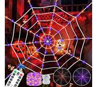 Tccydm 3,6M Luces de Telaraña de Halloween, Tela Araña LED, Luces de Tela de Araña con 120 LED, 8 Modos y Mando a Distancia, Decoración de Halloween para Fiestas Horror Festival Terraza Hogar
