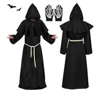 Tccydm Disfraz de Monje carnaval,Disfraz de Monje Sacerdote,disfra-z monj-e,monj-e medieval,disfra-z mon-je carnaval,con Collar de Cruz y Cinturón,para fiestas de disfraces,Halloween Carnava-l (XL)