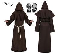 Tccydm Disfraz de Monje carnaval,Disfraz de Monje Sacerdote,disfra-z monj-e,monj-e medieval,disfra-z mon-je carnaval,con Collar de Cruz y Cinturón,para fiestas de disfraces,Halloween Carnava-l (XXL)