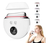 Tccydm Facial EMS con Frío Calor, GuaSha Electrico Reafirmante con 9 niveles ajustables y 4 modos, EMS Gua Sha con LED Luz Azul Violeta Roja, Levantamiento Facial, Reducción de Arrugas y Bolsas