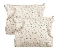 Tcdwla Neceser Mujer,2 Piezas Make Up Bag,Neceser Maquillaje Viaje,Estuche Escolar Bolsa de Cosméticos de Pana para la Escuela Viajes de Negocios Compras Caminatas Necessaire (Beige 3)