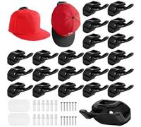 TCETCY 24 Pcs Colgador Gorras Pared Organizador Gorras Beisbol Para Pared Armarios Puerta Sin Taladro Ganchos de Gorras de Plástico Adhesivo o Montado En Pared Para Organizar y Lucir Gorras En Orden