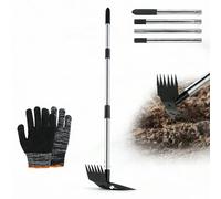 TCETCY Azuela y Horquilla de Jardineria 2 En 1 Cultivador Azada de Jardin para Deshierbe Con Mango Largo Ajustable 40~148cm - Cabeza de Acero - Herramientas de Jardinería para Huerto y Plantar en Casa