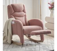 Tcewhhy 052 - Mecedora, sillón de relax, silla de salón con reposabrazos, mecedora acolchada, silla de acento para dormitorio, color rosa, piel sintética, capacidad de carga de 110 kg