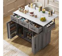 Tcewhhy Carrito de Servicio de 139 x 46 (71) x 91,5 cm, Mueble Auxiliar, Chapa de Madera Maciza Gris para el Cuerpo, decoración de Chapa para la encimera, Armario, Puertas de Almacenamiento