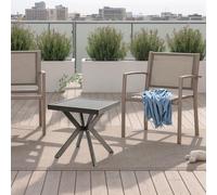 Tcewhhy Mesa Auxiliar Cuadrada de Aluminio para Exteriores, Ideal para Patio, jardín, Piscina o Interiores. Fácil Mantenimiento y Resistente a la Intemperie. Color Gris Oscuro.