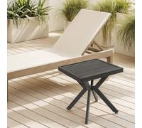 Tcewhhy Mesa Auxiliar Cuadrada de Aluminio para Exteriores, Ideal para Patio, jardín, Piscina o Interiores. Fácil Mantenimiento y Resistente a la Intemperie. Color marrón Oscuro.